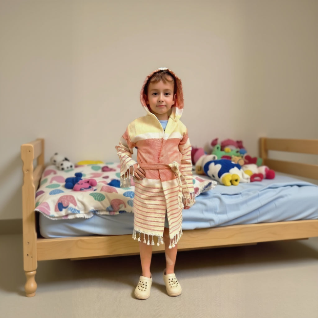 Kids Robe - Peach Striped