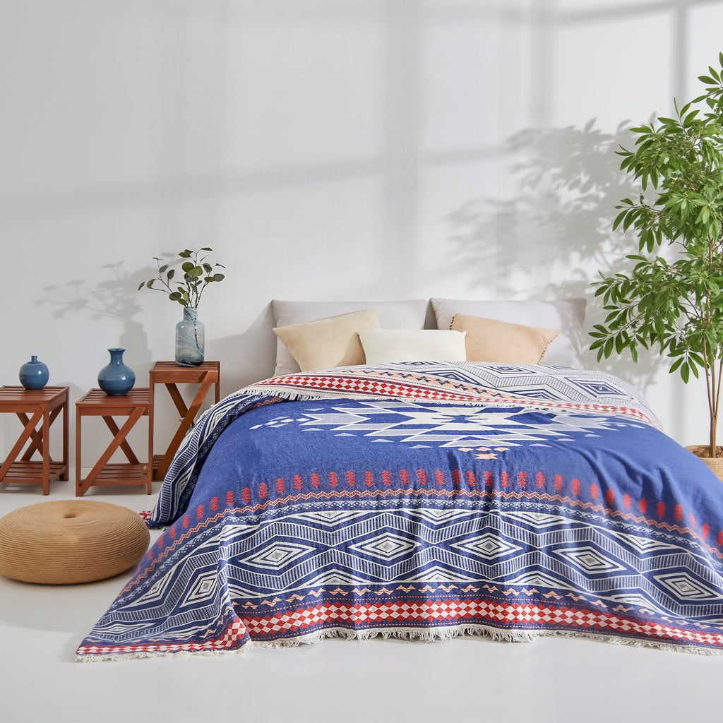 Bed Blanket - Ethnic Blue