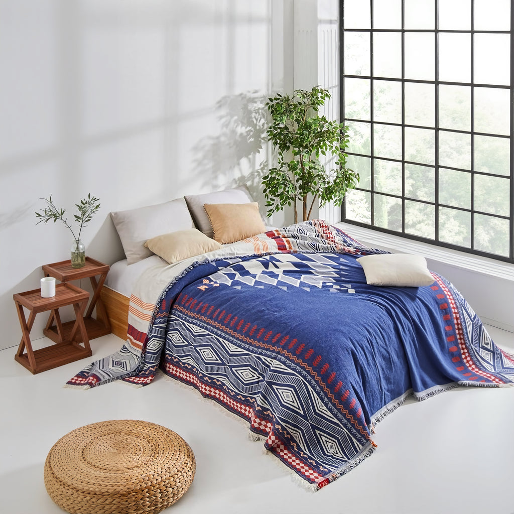 Bed Blanket - Ethnic Blue